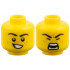 Minifigure, Head Dual Sided, Black Eyebrows, Medium Nougat Freckles, Lopsided Grin with Teeth / Roaring Pattern: {ярко жълт}