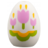Egg with Small Pin Hole with Bright Pink Tulips, Lime Stems, Bright Light Orange Trim Easter Pattern: {бял}