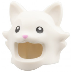 Minifigure, Headgear Head Cover, Costume Cat with Black Eyes, Bright Pink Nose Pattern: {бял}