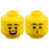 Minifigure, Head Dual Sided, Black Eyebrows, Orange Cheeks, Open Smile / Pucker Pattern: {ярко жълт}