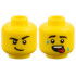 Minifigure, Head Dual Sided, Black Eyebrows, Lopsided Smirk / Sweat Drops and Red Tongue Pattern: {ярко жълт}