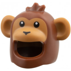Minifigure, Headgear Head Cover, Costume Monkey with Molded Medium Nougat Face and Ears, Printed Black Eyes and Nose Pattern: {червеникаво-кафяв}