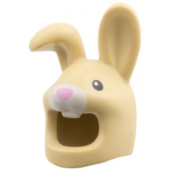 Minifigure, Headgear Head Cover, Costume Rabbit with Bent Ear Right, Black Eyes, Bright Pink Nose, White Muzzle and Teeth Pattern: {тухлено жълт}