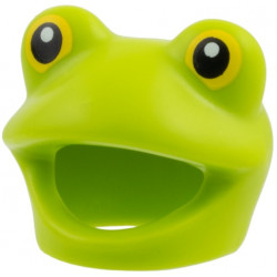 Minifigure, Headgear Head Cover, Costume Frog with Yellow Eyes, Black Pupils Pattern: {ярко жълто-зелен}