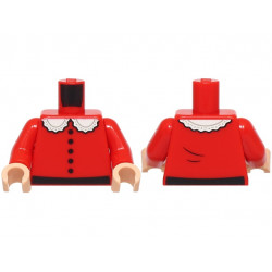 Torso Dress with Black Buttons and Belt, White Collar with Frills Pattern / Red Arms / Light Nougat Hands: {ярко червен}