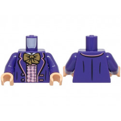 Torso Suit Jacket Open with 2 Buttons, Metallic Pink Trim and Shirt with Frills, White Collar, Dark Tan Bow Tie Pattern / Dark Purple Arms / Light Nougat Hands: {светло виолетов}