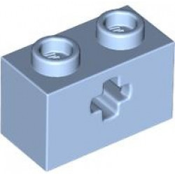 BRICK 1X2 WITH CROSS HOLE: {светло кралско син}