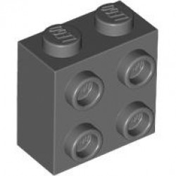 BRICK 1X2X1 2/3 W/4 KNOBS: {тъмно каменно сив}