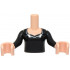 Torso Mini Doll Girl Black Dress Top, Dark Silver Trim Around Neck Pattern, Light Nougat Arms with Hands with Black Long Sleeves: {светло нуга}