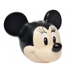 Minifigure, Head, Modified Mouse with Molded Black Top and Ears and Printed Nose, White Eyes Looking Right with Eyelashes Pattern (Minnie): {светло нуга}