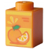 Brick 1 x 1 with Bar, Red Lines, Fruit Slice and Orange with Green Leaf on Yellow Background Pattern (Juice Carton): {ярко оранжев}