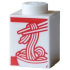 Brick 1 x 1 with Red Chopsticks and Noodles in Bowl Pattern (Noodle Box): {бял}