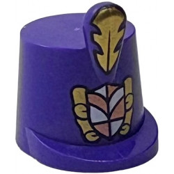 Minifigure, Headgear Hat, Imperial Guard Shako with Gold Feather Plume and Badge with Copper and White Shield Emblem Pattern: {светло виолетов}