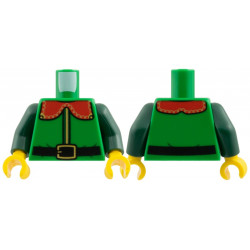 Torso Coat with Red Collar with Gold Trim and Buckle, Black Belt Pattern / Dark Green Arms / Yellow Hands: {тъмно зелен}