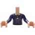 Torso Mini Doll Girl Dark Purple Striped School Uniform Jacket with Gold Letter N Logo Badge over White Shirt with Black Bow Tie Pattern, Light Nougat Arms with Hands with Black and Dark Purple Long Sleeves: {светло нуга}