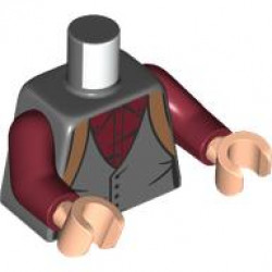 Torso Vest with Black Buttons, Dark Red Button-Up Shirt, Medium Nougat Suspenders Pattern / Dark Red Arms / Light Nougat Hands: {тъмно каменно сив}