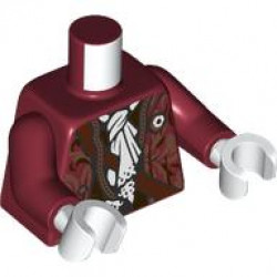 Torso Coat with Copper Leaves and Chain, White Scarf, Reddish Brown Crossbelt Pattern / Dark Red Arms / White Hands: {нов тъмно червен}