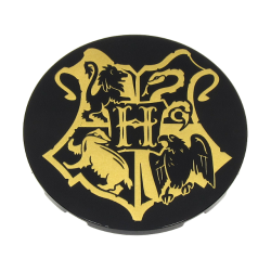 Tile, Round 6 x 6 with Gold Hogwarts Crest Pattern: {черен}