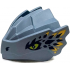 Dragon Head (Ninjago) with Stepped Top and Pin Hole on Back with Lime Eyes with Squared Pupils, Dark Blue and Bright Light Orange Scales Pattern: {пясъчно син}