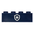 Brick 1 x 4 with Silver Police Star Badge Logo Pattern: {земно син}