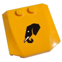 Wedge 4 x 4 x 2/3 Triple Curved with Black Elephant Head Profile with White Eye and Tusk Pattern: {огнено жълто-оранжев}