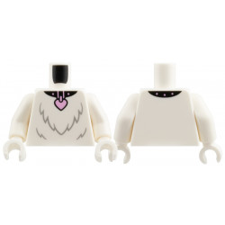 Torso Black Collar, Bright Pink Studs and Heart Tag, Light Bluish Gray Fur Pattern / White Arms / White Hands: {бял}