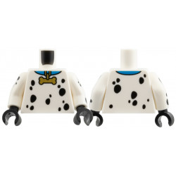 Torso Blue Collar with Gold Bone Tag, Black Spots Pattern / White Arms with Black Spots Pattern / Black Hands: {бял}