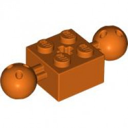 BRICK 2X2, W/ 2 BALLS, DIA. 10,2: {червеникаво-оранжев}
