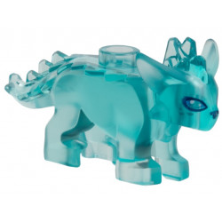 Fox, Treasure Creature with Spiked Ridge with Dark Blue Nose and Eye Outlines, Silver Irises and Spots Pattern: {прозрачно светло син}