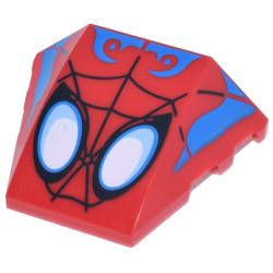 Wedge 4 x 3 Triple Curved No Studs with White and Bright Light Blue Eyes, Black Spider Web and Blue Swirls Pattern: {ярко червен}