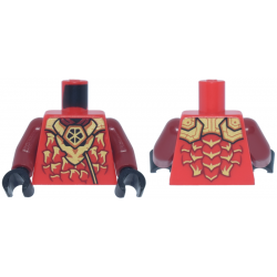 Torso Robe with Gold and Dark Orange Dragon Head and Armor, Dark Red Scales Pattern / Dark Red Arms / Black Hands: {ярко червен}
