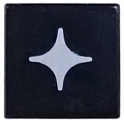 Tile 1 x 1 with White Star / Sparkle Large Pattern: {черен}