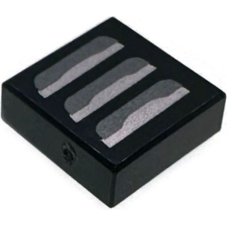 Tile 1 x 1 with Silver and Dark Silver Air Vent Pattern: {черен}
