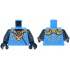 Torso Gold Dragon Head Armor and Scale Tips, Dark Orange Trim, Ninjago Logogram Letter N Pattern / Pearl Dark Gray Arms / Black Hands: {тъмно небесносин}