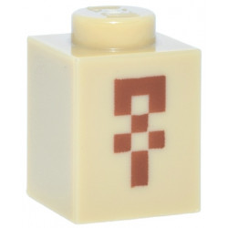 Brick 1 x 1 with Pixelated Dark Orange Squares and Rectangle Pattern (Minecraft Desert Temple Ankh): {тухлено жълт}