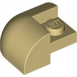 BRICK,2X2X1,BOW OUTSIDE CORNER,W/ CUTOUT: {тухлено жълт}