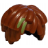 Minifigure, Hair Short Layered Mop Top with Lime Streaks Pattern: {червеникаво-кафяв}