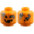 Minifigure, Head Pumpkin Jack O' Lantern, Light Bluish Gray Splotch and Worm, Fly Pattern: {ярко оранжев}