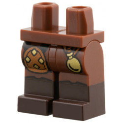 Hips and Legs with Molded Dark Brown Lower Legs / Boots and Printed Medium Nougat Armor, Gold Bottle Pattern: {червеникаво-кафяв}