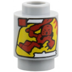 Brick, Round 1 x 1 with 8534-1 Bionicle Toa Tahu Cannister Pattern: {умерено каменно сив}