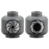 Minifigure, Head Dual Sided, Silver Iris Aperture, Closed / Open Pattern: {тъмно каменно сив}