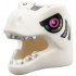 Minifigure, Headgear Head Cover, Costume Tyrannosaurus rex / Dragon with Dark Pink Eyes, Silver Teeth and Panels, Black and Gold Trim Pattern: {бял}
