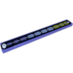 Tile 1 x 8 with White Spaceship Launching from Planet with Blue Violet, Bright Light Blue, and Lime Exhaust Arrows Pattern: {синьо виолетов}