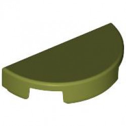 TILE 1X2, W/ 1/2 CIRCLE: {маслинено зелен}