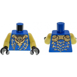 Torso Gold Dragon Head Armor and Scale Tips, Dark Orange Trim, Ninjago Logogram Letter J Pattern / Bright Light Yellow Arms / Black Hands: {ярко син}