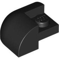 BRICK,2X2X1,BOW OUTSIDE CORNER,W/ CUTOUT: {черен}