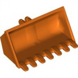 Vehicle, Digger Bucket 7 Teeth 3 x 6, Rise Inside with Locking 2 Finger Hinge: {червеникаво-оранжев}