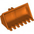 Vehicle, Digger Bucket 7 Teeth 3 x 6, Rise Inside with Locking 2 Finger Hinge: {червеникаво-оранжев}