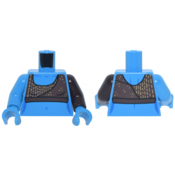 Torso Female SW Wrap Halter Top with Tan Dotted Lines, Bare Skin, Blue Collar Bone and Navel Pattern / Dark Brown Arm Left / Dark Azure Arm Right / Dark Azure Hands: {тъмно небесносин}