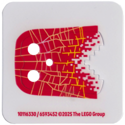 Minifigure Cape Plastic, Stepped Edge with Yellow Lines on Red Pixelated Background Pattern: {прозрачен}